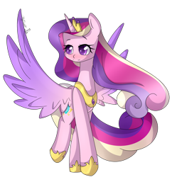 Size: 1592x1643 | Tagged: safe, artist:clefficia, artist:soundwavepie, princess cadance, alicorn, pony, collaboration, heart eyes, open collaboration, simple background, solo, spread wings, transparent background, wingding eyes