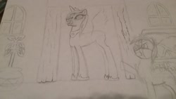 Size: 2560x1440 | Tagged: safe, artist:newguy, minuette, princess luna, alicorn, pony, monochrome, photo, sketch, traditional art