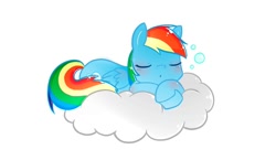 Size: 1120x650 | Tagged: safe, artist:happyendingfactory, rainbow dash, pegasus, pony, cloud, simple background, solo