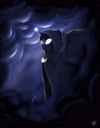 Size: 3850x4900 | Tagged: safe, artist:lycaeidez, princess luna, alicorn, pony, a hearth's warming tail, absurd resolution, cloak, clothes, female, glowing eyes, mare, solo, spirit of hearth's warming yet to come