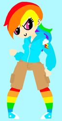 Size: 492x960 | Tagged: safe, artist:kasumiharu, rainbow dash, clothes, female, humanized, multicolored hair, solo