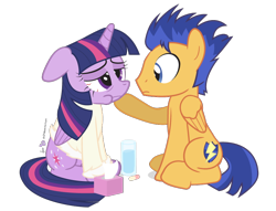 Size: 850x650 | Tagged: safe, artist:dm29, derpibooru import, flash sentry, twilight sparkle, twilight sparkle (alicorn), alicorn, pony, bloodshot eyes, caring for the sick, cute, female, flashlight, glass, male, mare, pills, shipping, sick, simple background, straight, tissue box, transparent background, water