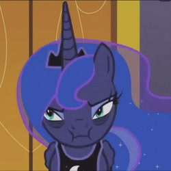 Size: 336x336 | Tagged: safe, screencap, princess luna, alicorn, pony, a royal problem, :i, bags under eyes, canterlot castle, cropped, faic, jewelry, majestic as fuck, regalia, solo, tired