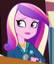 Size: 308x361 | Tagged: safe, screencap, dean cadance, princess cadance, equestria girls, friendship games, microphone, solo