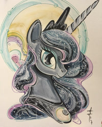 Size: 1080x1349 | Tagged: safe, artist:sararichard, princess luna, alicorn, pony, bust, portrait, solo, traditional art