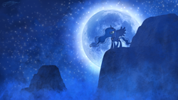 Size: 1920x1080 | Tagged: safe, artist:jamey4, artist:kalleflaxx, edit, princess luna, alicorn, pony, solo, wallpaper, wallpaper edit