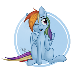 Size: 765x720 | Tagged: safe, artist:theslendid, rainbow dash, pegasus, pony, blue coat, female, mare, multicolored mane