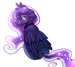 Size: 912x812 | Tagged: safe, artist:tuxisthename, princess luna, alicorn, pony, blushing, female, mare, missing cutie mark, simple background, sitting, smiling, solo, white background