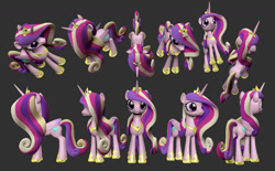 Size: 1507x936 | Tagged: safe, artist:harikon, princess cadance, alicorn, pony, 3d, female, horn, turnaround