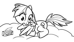 Size: 1200x690 | Tagged: artist needed, safe, rainbow dash, pegasus, pony, cloud, preening, wax