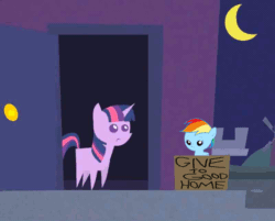 Size: 800x644 | Tagged: safe, edit, edited screencap, screencap, rainbow dash, twilight sparkle, pegasus, pony, fanfic:my little dashie, friendship is witchcraft, adoption, box, pointy ponies, younger