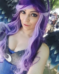 Size: 1080x1350 | Tagged: safe, artist:annalynncosplay, princess luna, human, clothes, cosplay, costume, eyebrows, eyelashes, irl, irl human, makeup, photo, solo, tree