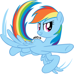 Size: 1000x1000 | Tagged: safe, artist:empty-10, rainbow dash, pegasus, pony, female, flapping, flying, mare, simple background, solo, white background