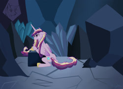 Size: 2333x1696 | Tagged: safe, artist:verypen, princess cadance, alicorn, pony, crying, crystal caverns, female, mare, solo