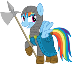 Size: 803x699 | Tagged: safe, artist:xenoneal, rainbow dash, pegasus, pony, .svg available, armor, fantasy class, halberd, knight, simple background, svg, transparent background, vector, warrior