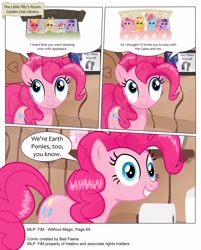 Size: 3355x4183 | Tagged: safe, artist:perfectblue97, apple bloom, applejack, big macintosh, carrot cake, cup cake, pinkie pie, princess luna, twilight sparkle, alicorn, earth pony, pony, comic:without magic, absurd resolution, bathroom, bed, blank flank, comic, earth pony twilight, golden oaks library, pointy ponies, poster, toilet, toilet paper roll