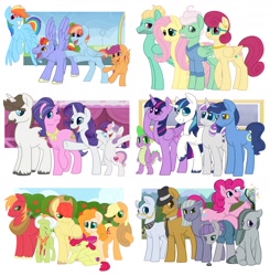 Size: 1500x1532 | Tagged: safe, artist:darkodraco, apple bloom, applejack, big macintosh, boulder (pet), bow hothoof, bright mac, cloudy quartz, cookie crumbles, fluttershy, gentle breeze, granny smith, hondo flanks, igneous rock pie, limestone pie, marble pie, maud pie, night light, pear butter, pinkie pie, posey shy, rainbow dash, rarity, scootaloo, shining armor, spike, sweetie belle, twilight sparkle, twilight sparkle (alicorn), twilight velvet, windy whistles, zephyr breeze, alicorn, dragon, earth pony, pegasus, pony, unicorn, apple bloom's cutie mark, apple family, apple siblings, apple sisters, apple tree, bipedal, bow, brother and sister, confetti, cowboy hat, excited, exploitable meme, eyes closed, family, father and child, father and daughter, father and son, female, filly, floppy ears, freckles, glasses, grandmother and grandchild, grandmother and granddaughter, grandmother and grandson, hair bow, happy, hat, husband and wife, looking at you, looking down, male, mare, meme, mother and child, mother and daughter, mother and daughter-in-law, mother and son, necktie, open mouth, parent and child, pie family, pie sisters, raised hoof, siblings, simple background, sisters, smiling, sparkle family, spread wings, stallion, sweetie belle's cutie mark, the shy family, the whole apple family, tree, unamused, unshorn fetlocks, wall of tags, white background, wings