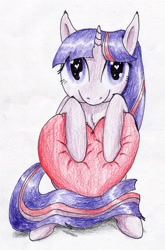 Size: 1741x2633 | Tagged: safe, artist:40kponyguy, derpibooru exclusive, derpibooru import, twilight sparkle, cute, heart, heart eyes, looking at you, solo, traditional art, twiabetes, wingding eyes