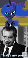 Size: 746x1566 | Tagged: safe, screencap, princess luna, alicorn, pony, a royal problem, american presidents, cropped, faic, grumpy, meme, not bad, richard nixon, scowl, that's my pony, that's my x