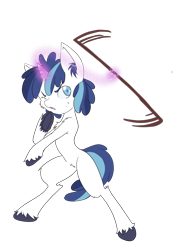 Size: 3024x4032 | Tagged: safe, artist:larrykitty, shining armor, pony, unicorn, bipedal, colt, magic, male, one eye closed, simple background, solo, staff, transparent background, unshorn fetlocks, younger