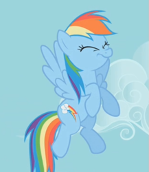 Size: 465x535 | Tagged: safe, screencap, rainbow dash, pegasus, pony, swarm of the century, cropped, eyes closed, solo, wavy mouth