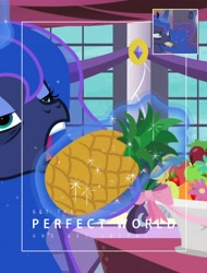 Size: 3106x4096 | Tagged: safe, edit, edited screencap, screencap, princess luna, alicorn, pony, a royal problem, absurd resolution, banana, cropped, food, pineapple, solo