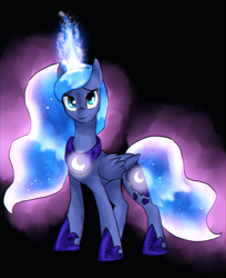 Size: 1630x2000 | Tagged: dead source, safe, artist:not-ordinary-pony, princess luna, alicorn, pony, female, looking at you, mare, smiling, solo