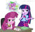 Size: 1258x1152 | Tagged: safe, artist:pony-paint, derpibooru import, cheerilee, spike, twilight sparkle, dog, equestria girls, cheerilee is unamused, dog ate my homework, homework, show accurate, spike the dog, unamused