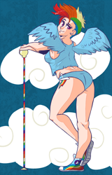 Size: 860x1344 | Tagged: safe, artist:slipe, rainbow dash, converse, humanized, shoes, winged humanization