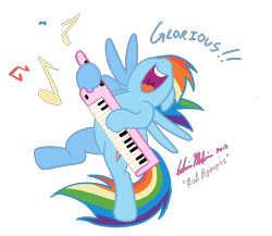 Size: 2423x2104 | Tagged: safe, artist:redapropos, rainbow dash, pegasus, pony, keytar, musical instrument, simple background, solo, transparent background, vector