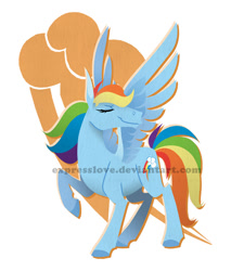 Size: 595x700 | Tagged: safe, artist:expresslove, rainbow dash, pegasus, pony, blue coat, female, mare, multicolored mane, simple background, solo, white background, wings