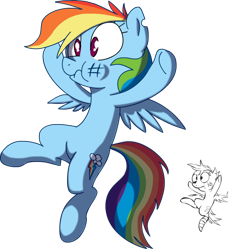 Size: 700x697 | Tagged: safe, artist:lazy, rainbow dash, pegasus, pony, ask, ask dashed rainbow, comparison, redraw, scrunchy face, solo, tumblr