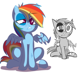 Size: 800x750 | Tagged: safe, artist:lazy, rainbow dash, pegasus, pony, ask, ask dashed rainbow, bandage, beaten up, black eye, comparison, dashabuse, fixed, injured, solo, tumblr