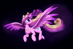 Size: 4576x3050 | Tagged: safe, artist:rameslack, princess cadance, alicorn, pony, absurd resolution, female, flying, heart, magic, mare, smiling, solo