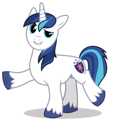 Size: 6814x7282 | Tagged: artist needed, safe, shining armor, pony, unicorn, absurd resolution, adobe animate, adobe flash, male, nudity, raised hoof, raised leg, smiling, solo, stallion, vector