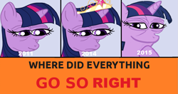 Size: 991x525 | Tagged: safe, derpibooru import, twilight sparkle, twilight sparkle (alicorn), alicorn, pony, crown, female, mare, meme, opinion, pepe the frog, rare pepe, smug, subjective, subjective opinion