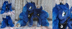 Size: 1903x778 | Tagged: safe, artist:essorille, princess luna, alicorn, pony, irl, photo, plushie, solo