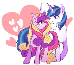 Size: 1024x900 | Tagged: safe, artist:kiyoon, princess cadance, shining armor, alicorn, pony, unicorn, couple, eye contact, female, heart, looking at each other, male, mare, missing accessory, shiningcadance, shipping, simple background, stallion, straight, transparent background