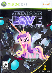 Size: 708x1000 | Tagged: safe, artist:nickyv917, princess cadance, alicorn, changeling, pony, cover, implied bon bon, implied lyra, lightsaber, parody, pun, space, star wars, star wars expanded universe, star wars the force unleashed, weapon, xbox 360