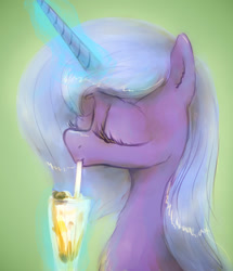 Size: 1280x1491 | Tagged: safe, artist:plotcore, princess luna, alicorn, pony, 30 minute art challenge, cup, drinking, eyes closed, missing accessory, solo, straw