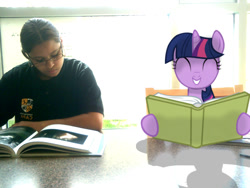 Size: 600x450 | Tagged: safe, artist:paris7500, derpibooru import, twilight sparkle, human, irl, irl human, photo, ponies in real life, reading