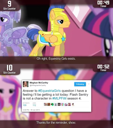 Size: 640x720 | Tagged: safe, flash sentry, princess cadance, crystal pony, pony, three's a crowd, cinemare sins, meghan mccarthy, meta, twitter