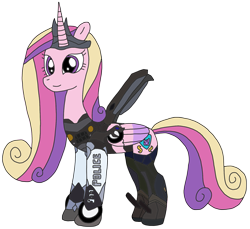 Size: 1811x1661 | Tagged: safe, artist:supahdonarudo, princess cadance, pony, barricade, clothes, cosplay, costume, decepticon, simple background, solo, transformers, transparent background, vector