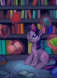 Size: 480x647 | Tagged: safe, artist:kei05, derpibooru import, twilight sparkle, book, levitation, magic, solo, telekinesis, that pony sure does love books