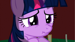 Size: 1024x568 | Tagged: safe, derpibooru import, screencap, twilight sparkle, dragon quest, scrunchy face