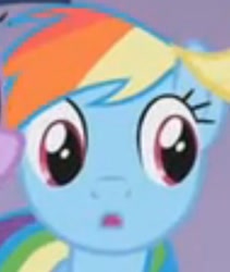 Size: 305x361 | Tagged: safe, screencap, rainbow dash, pegasus, pony, blue coat, face, female, mare, multicolored mane