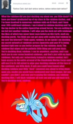 Size: 960x1632 | Tagged: safe, rainbow dash, pegasus, pony, friendship is witchcraft, ask, ask friendship is witchcraft, internet tough guy, navy seal copypasta, parody