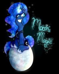 Size: 4000x5000 | Tagged: safe, artist:cosmicchrissy, princess luna, alicorn, pony, absurd resolution, female, glowing horn, mare, moon, solo, tangible heavenly object