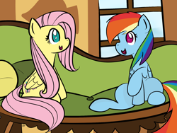 Size: 1600x1200 | Tagged: safe, artist:alexsalinasiii, fluttershy, rainbow dash, pegasus, pony, female, mare, sofa, wings