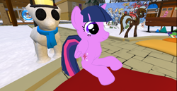 Size: 1368x705 | Tagged: safe, derpibooru import, twilight sparkle, twilight sparkle (alicorn), alicorn, bird, pony, female, mare, not salmon, second life, trotsdale, wat